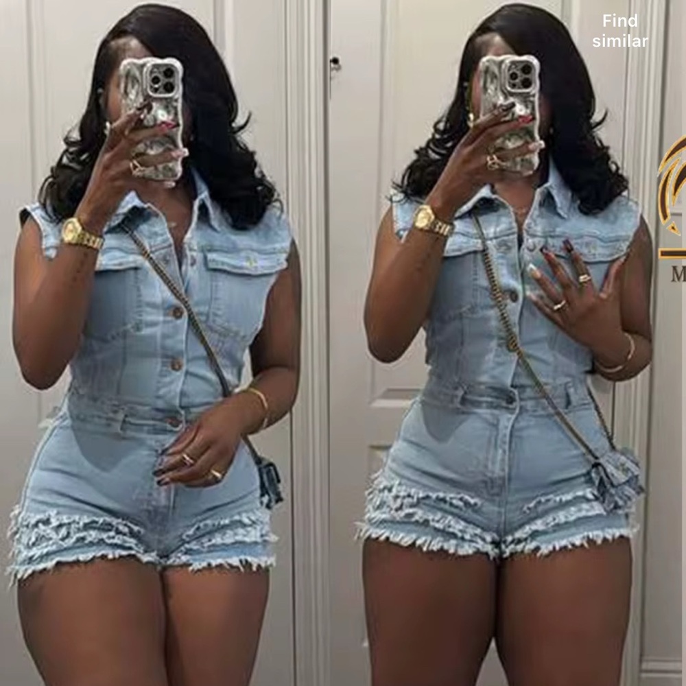 Stylish Blue Denim Romper
